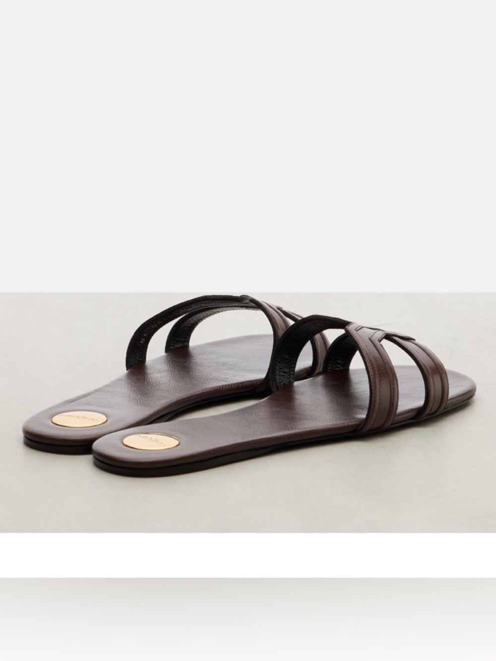 SAINT LAURENT Mabrouka Y logo leather slides sandals - Picture 4 of 6